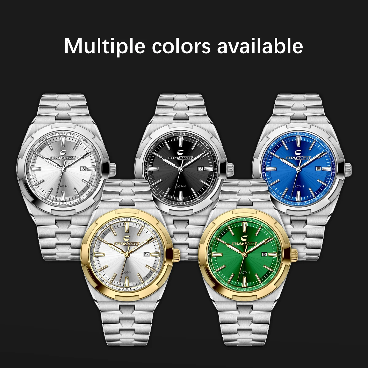 

CHAXIGO Men's Classic Business Casual Stainless Steel Watch with Sunburst Dial, Luminous Finish, 3ATM Water Resistance