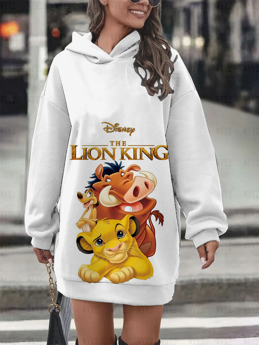 Printed Disney The Lion King Simba Hoodie Sweater Dress Casual Street Simple Style Fashion Ladies Birthday Gift Sweater Dress