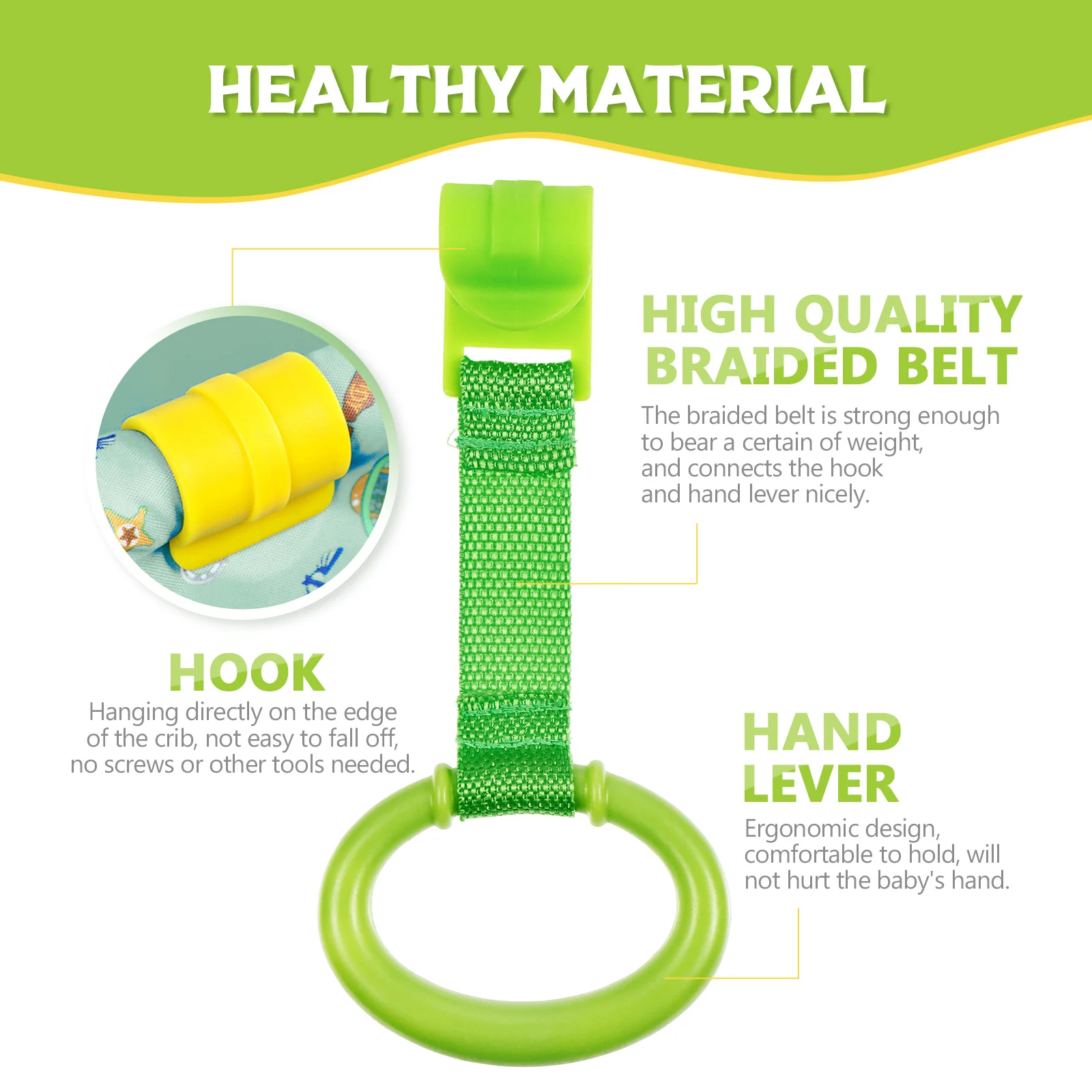4pcs Baby Stand Up Rings Infant Pull Ring Ergonomic Design Toddler Bed Pull Ring Baby Walking Assistant Kids Walking Training