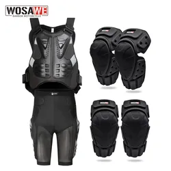 WOSAWE Adult Sleeveless MTB Motocross Armor Full Body Protection Motorcycle Vest Jacket Shorts KneePads Protective Gear Suit