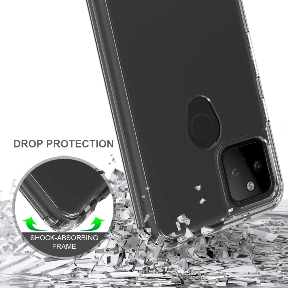 Hybrid Shockproof Cover Air Cushion Bag Case With Acrylic Crystal Clear Hard Back Shell For Google Pixel 5 / Google Pixel 5A 5G