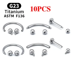 10PCS Eyebrow Jewelry Labret Piercing Jewelry Lip G23 Titanium Septum Piercing Nose Ring Jewelry for Women