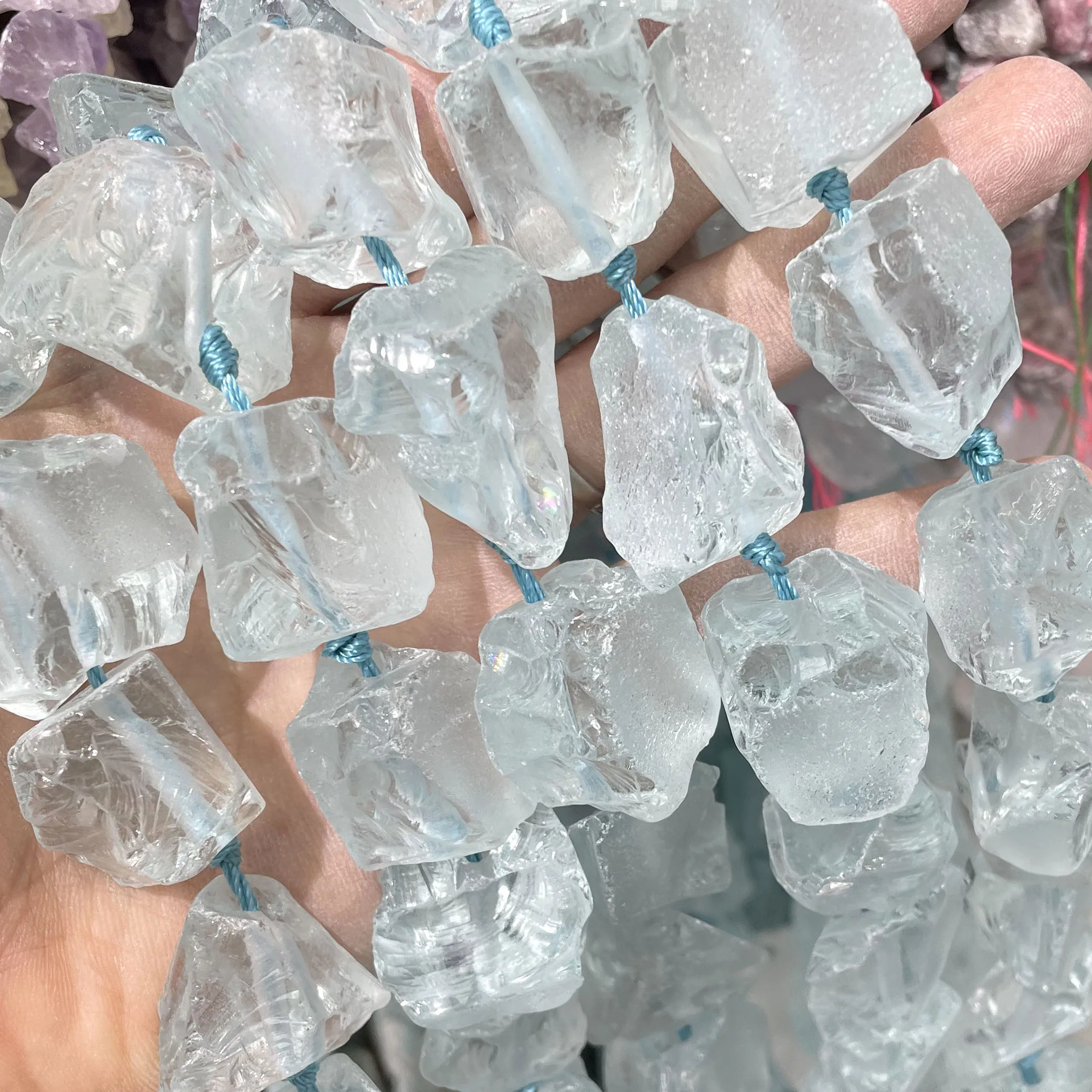 Natürliche Unregelmäßige Freiform-Rohsteine, Raue Fluorit-Mineralnuggets, Lose Abstandsperlen, DIY-Zubehör für Schmuckherstellung – Detail 2