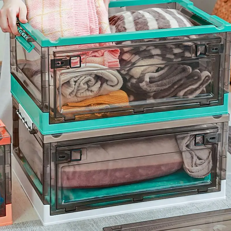 Collapsible Storage Bins  drawer type household storage box  Large Transparent Box with Wheels  Large Capacity Storage Container