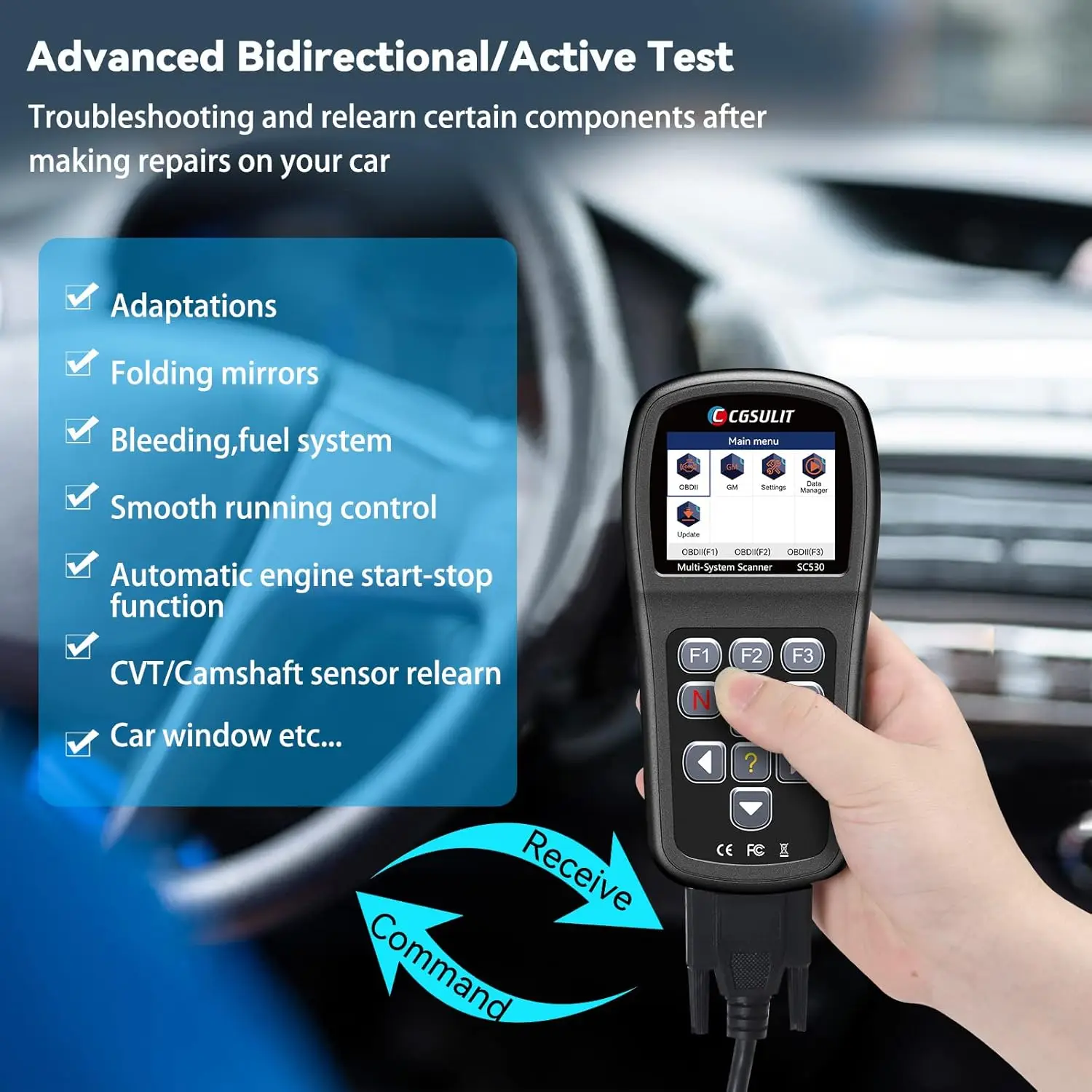 OBD2 Scanner for Chevy - Full System Diagnostic Tool with ABS, SRS, EPB, Oil Reset & Battery Registration
