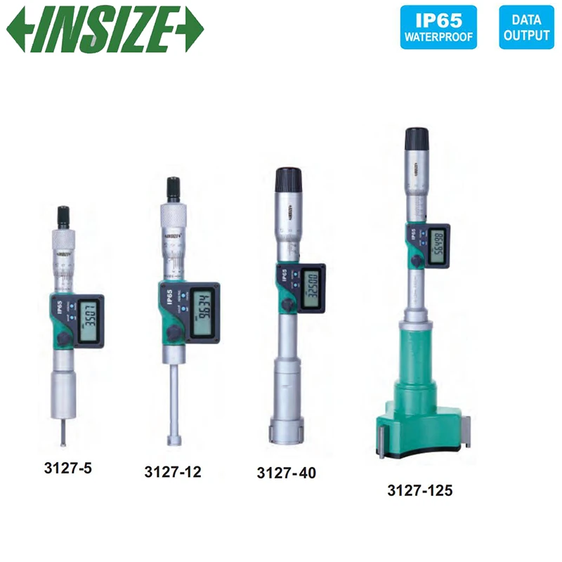 Insize Three Points Digital Internal Micrometers,inch/metric,with setting ring and extension rod