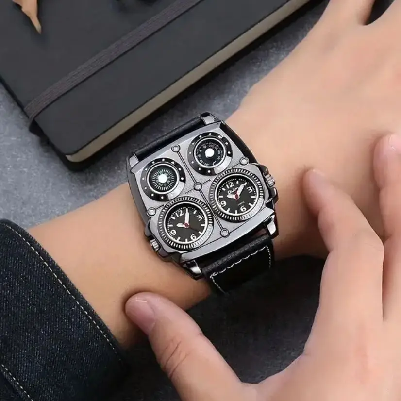 European and American Style Large Dial High-End Luxury Fashion Casual Simple Personality Cool Street Social Guy Men's Watch, New Multi-Dial Display Versatile Handsome Trendy Men's Wristwatch