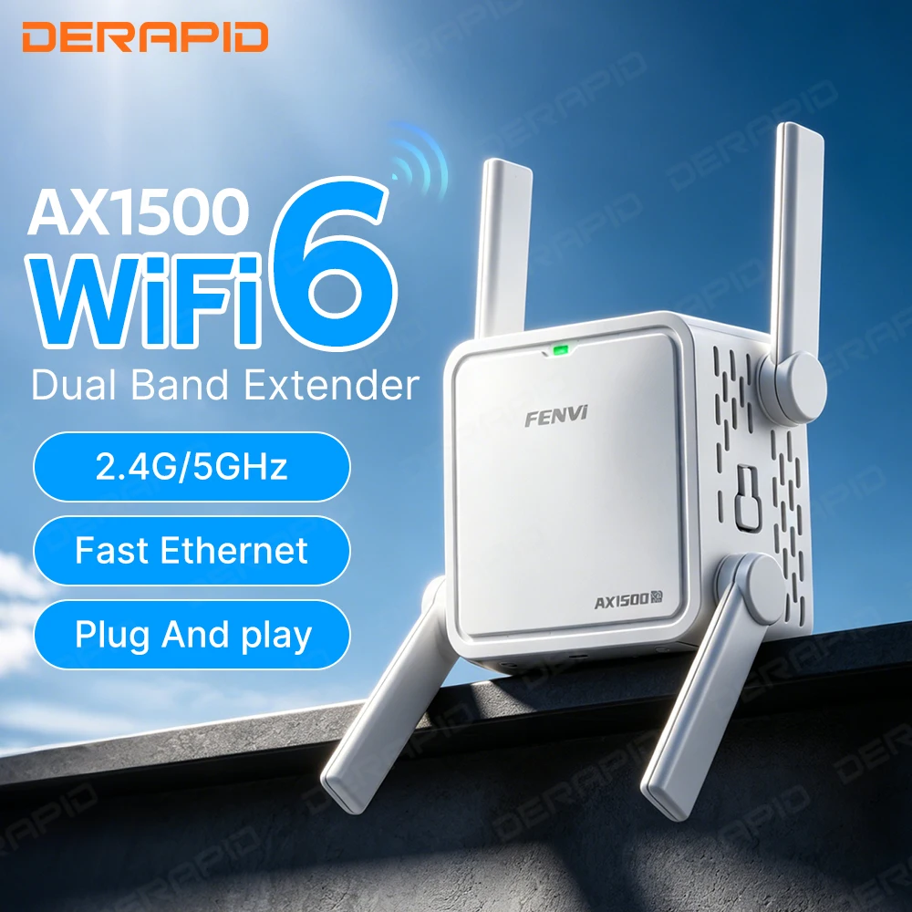WiFi 6 Repeater AX1500Mbps Dual Band 2.4GHz 5GHz Wireless Range Extender Signal Booster EU US Plug Home Office Amplifier