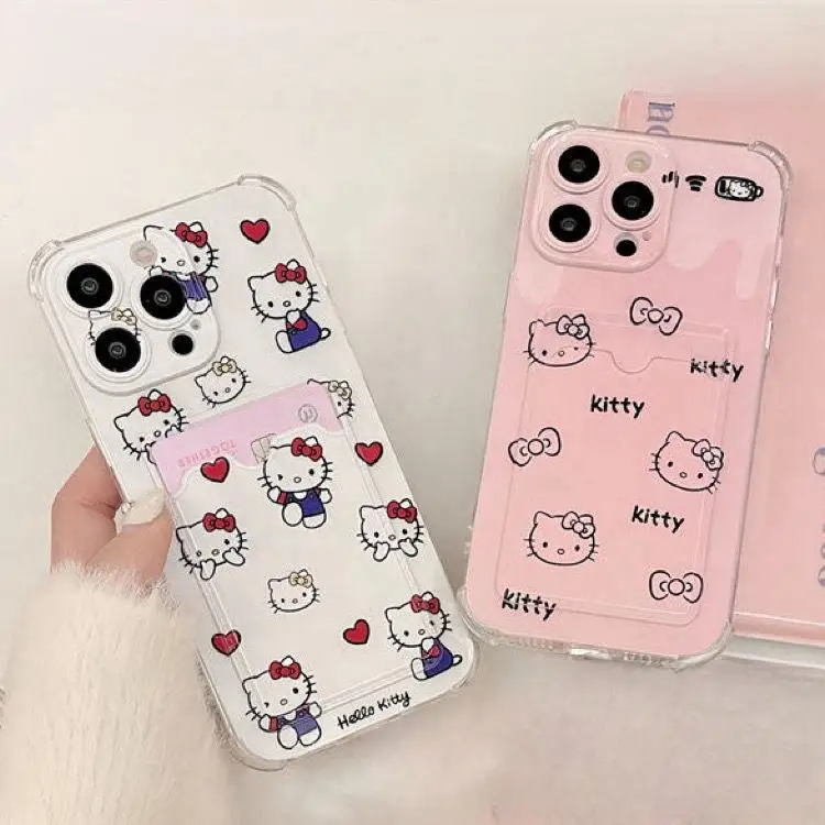 Hello Kitty Card Holder Wallet Case for Xiaomi Redmi Note 13 Pro 12 4G 8 10 11 12 13 Pro 5G 9 12S 11S 12 13C 10C 12C 9A 9C A1 A2