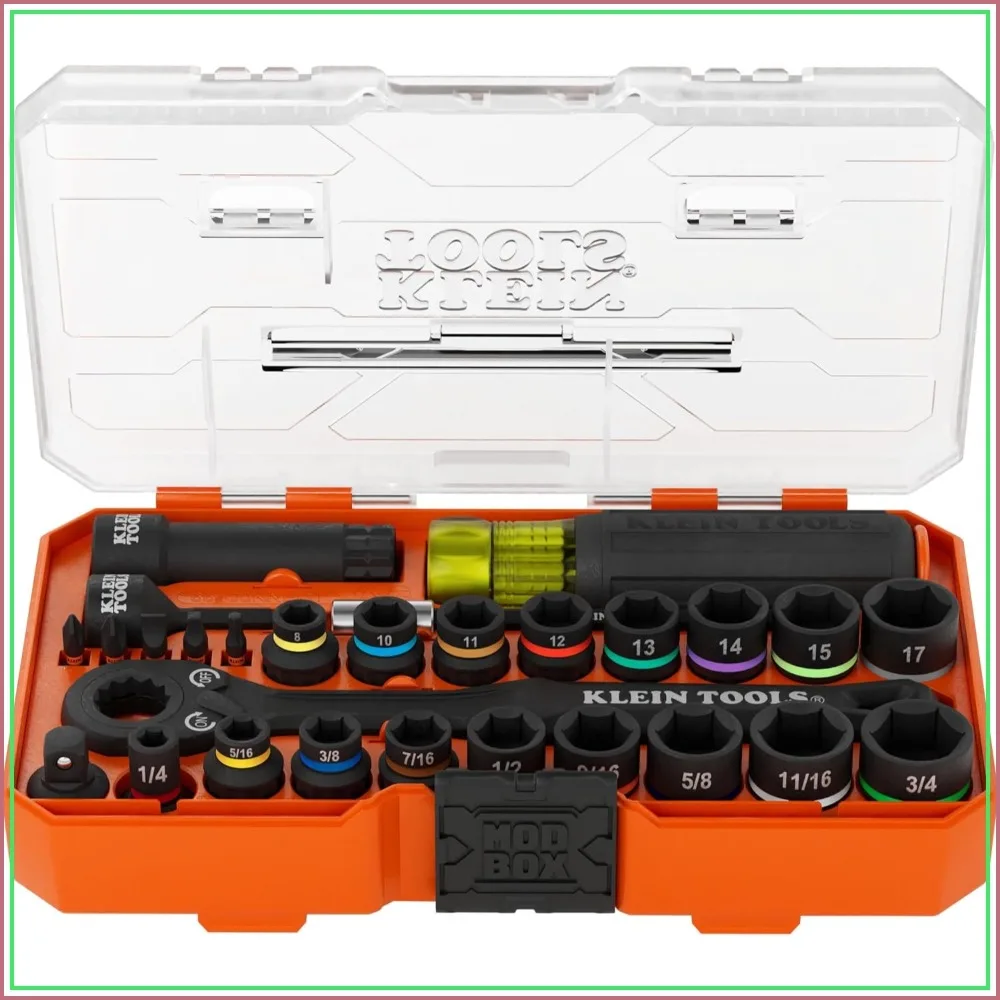Pass Through Impact Socket Set SAE Metric 90-Tooth Ratchet 3/8-Inch Drive 28-Piece