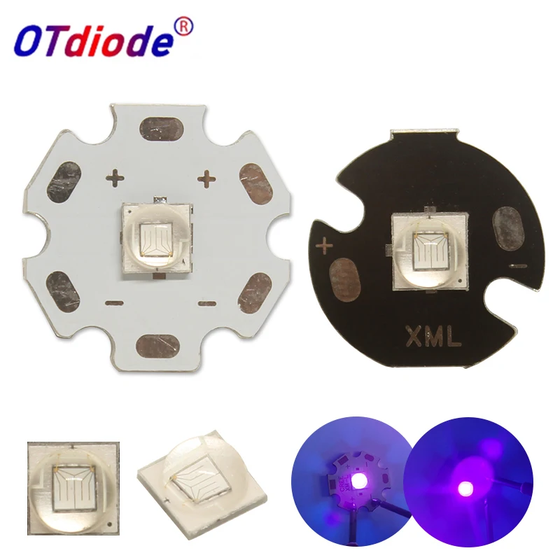 LG 5050 XML 10W 65mil UV Purple 385NM 395NM 400nm Led Emitter Lamp Flashlight Part 3-3.8V 2800mA On 16MM 20MM PCB Board