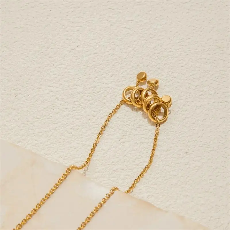  Fashionable Circle Beaded Pendant Necklace Sparkling Rhinestones Versatile Wear