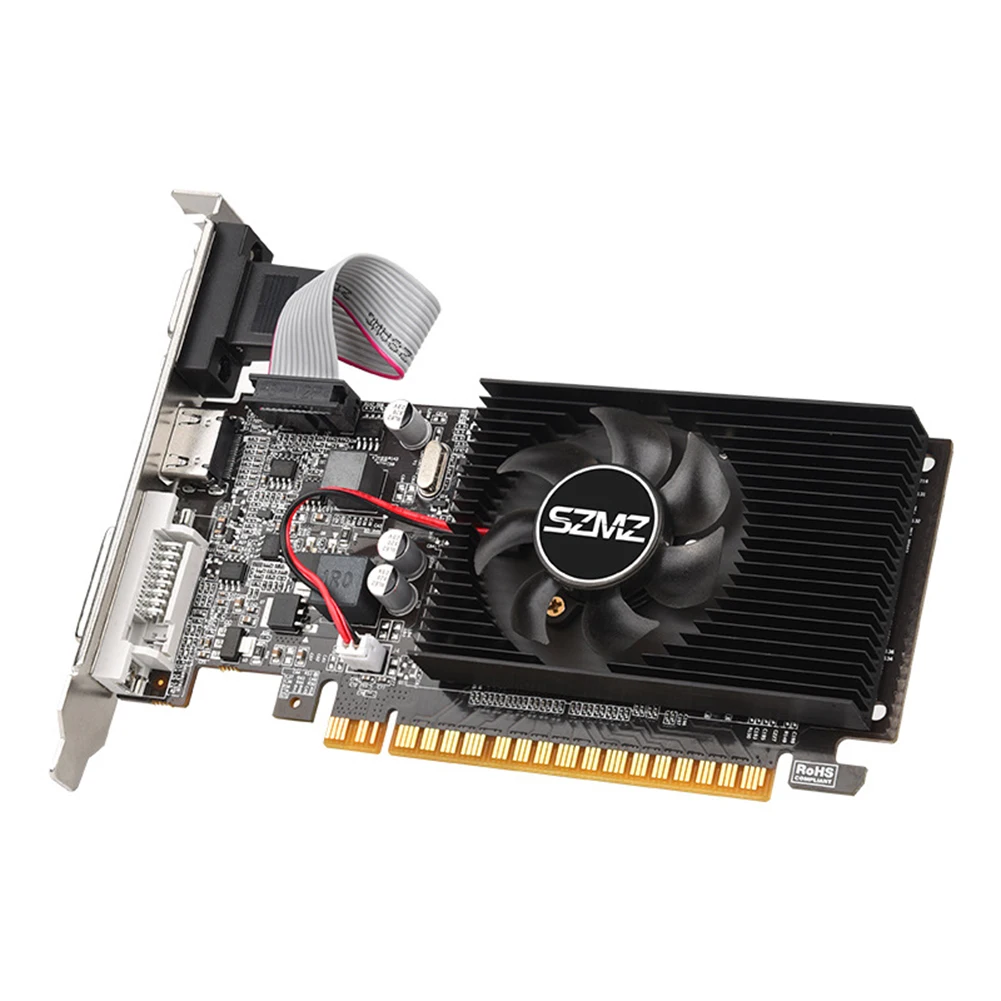 Placa gráfica gt210 1g com porta compatível com dvi vga hdmi placa gráfica para jogos 64bit ddr3 pic express2.0 para jogos de pc