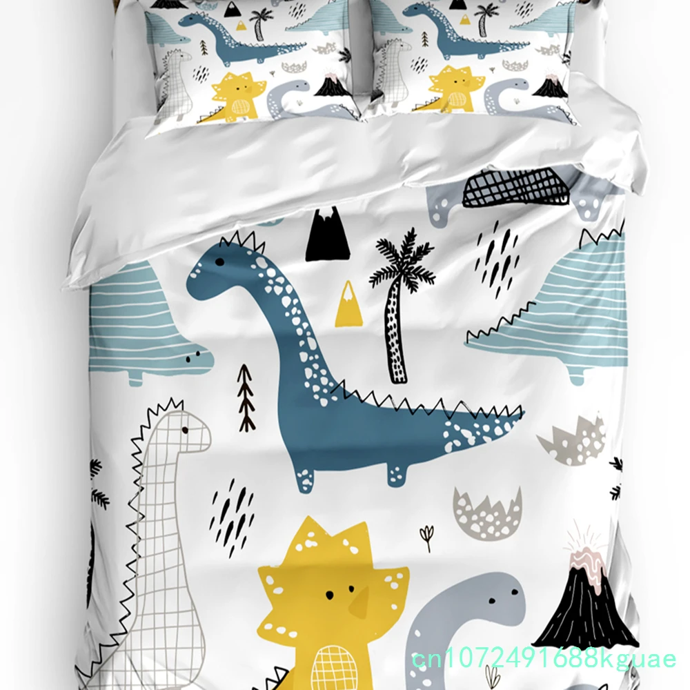 3pcs Bedding Set Dinosaur Cartoon Black And White Home Textile Duvet Cover Pillow Case Boy Kid Teen Girl Bedding Covers Set 5
