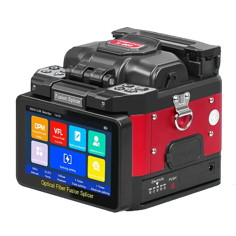 COMPTYCO A-80S Automatic 6 Motors Fiber Optic Fusion Splicer / 5-inch Touch screen / 10 languages / Built-in OPM VFL Function