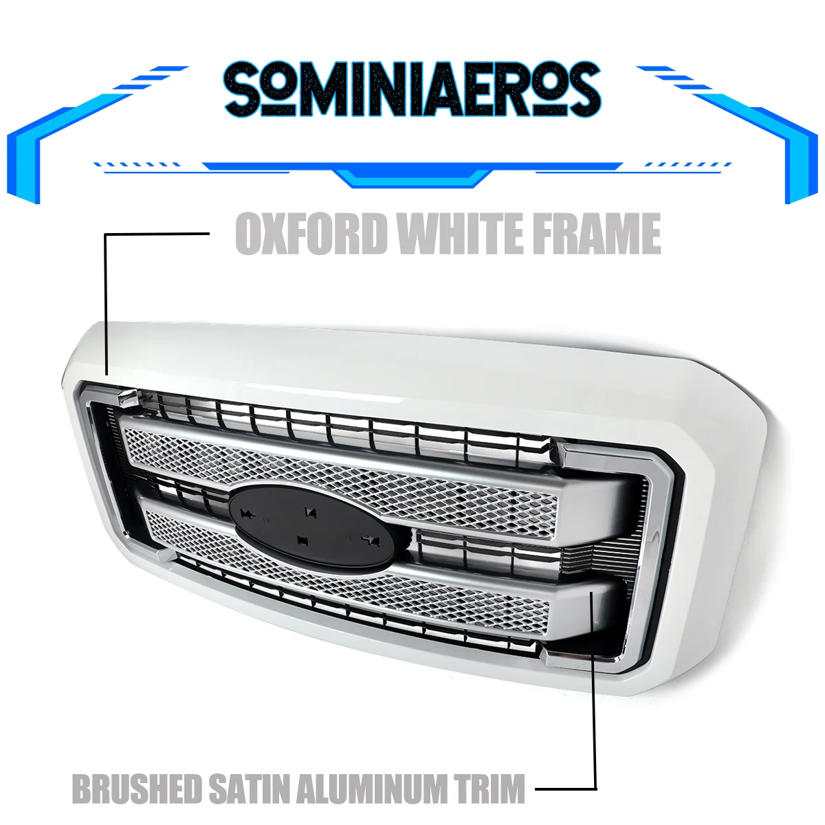 Oxford White YZ/Z1 For 2011-2016 F250 Front Grille Assembly F350 F450 F550 Super Duty Front Upper Bumper Grille with satin Inset