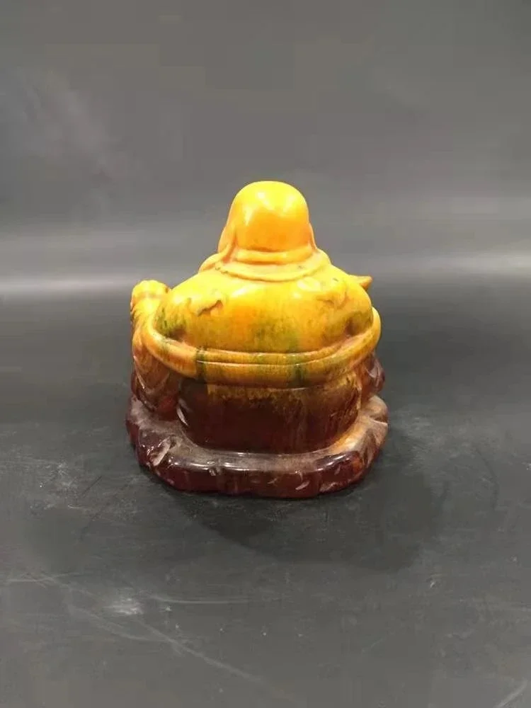 Elaborate Collectible Decorated Old Handwork Artificial Amber Resin Buddha Statue