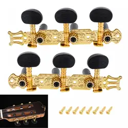 1 Pair 3L 3R Black & Gold Plated Classical Guitar Tuning Pegs, Ajustment Machine Heads Tuning Keys