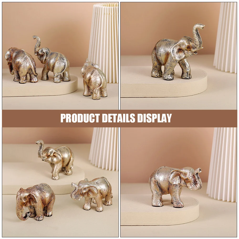 

2pcs Elephant Resin Handcraft Cute Home Decor Elephant Statue Desktop Ornament Shelf Table Craft Figure