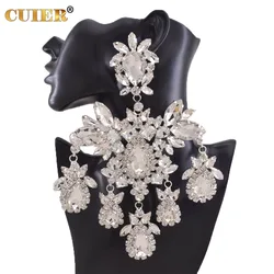 CuiEr 8“  Very Heavy Big Pendent Dangle Earrings Drag Queen Jewelry Glass Gorgeous Exaggerated stage costumes