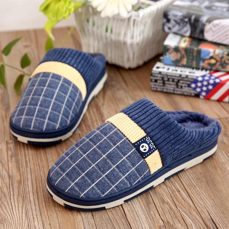 Men's and Women's New Products Fabric Cotton Slippers Warm and Comfortable Indoor Non-slip Thick Winter Rubber Sole Shoes