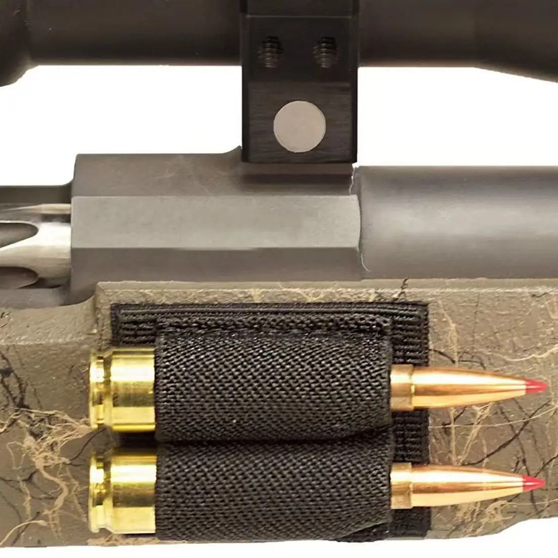 2-Round 7.62mm Ammo Holder Patch Tactical Hook & Loop Ammunition Carrier Outdoor Hunting Shooting Accessory Portable Bullet Stor