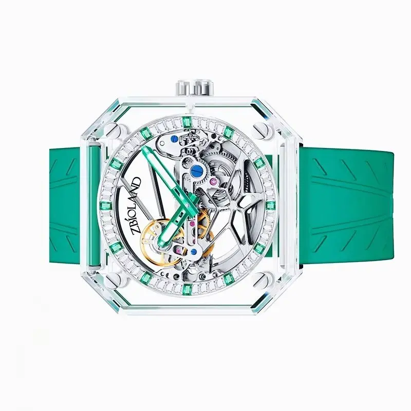 88888 ZBL1066 Fully Transparent Crystal Mechanical Watch Diamond Dial Light Luxury Hollow Watch