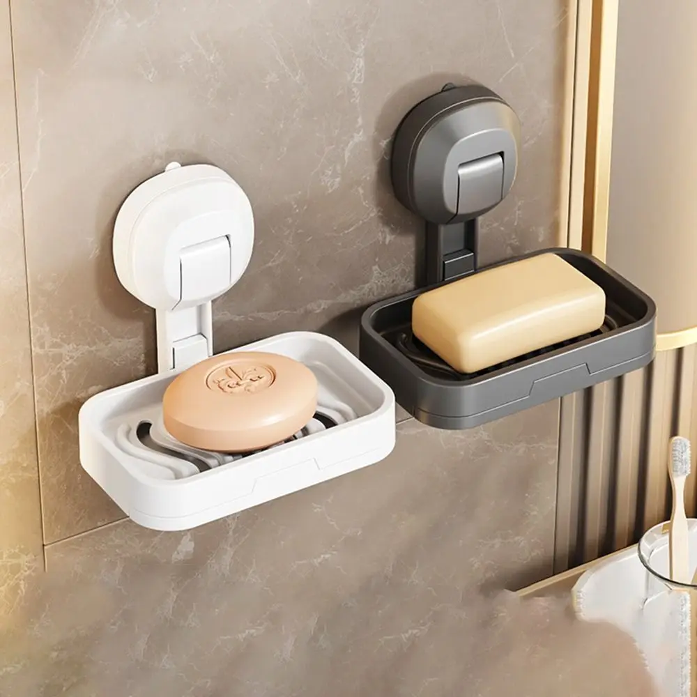 No-punch Suction Cup Soap Box Multifunctional Multi-purpose Draining Soap Shelf Wall-mounted Detachable Soap Dish Bathroom