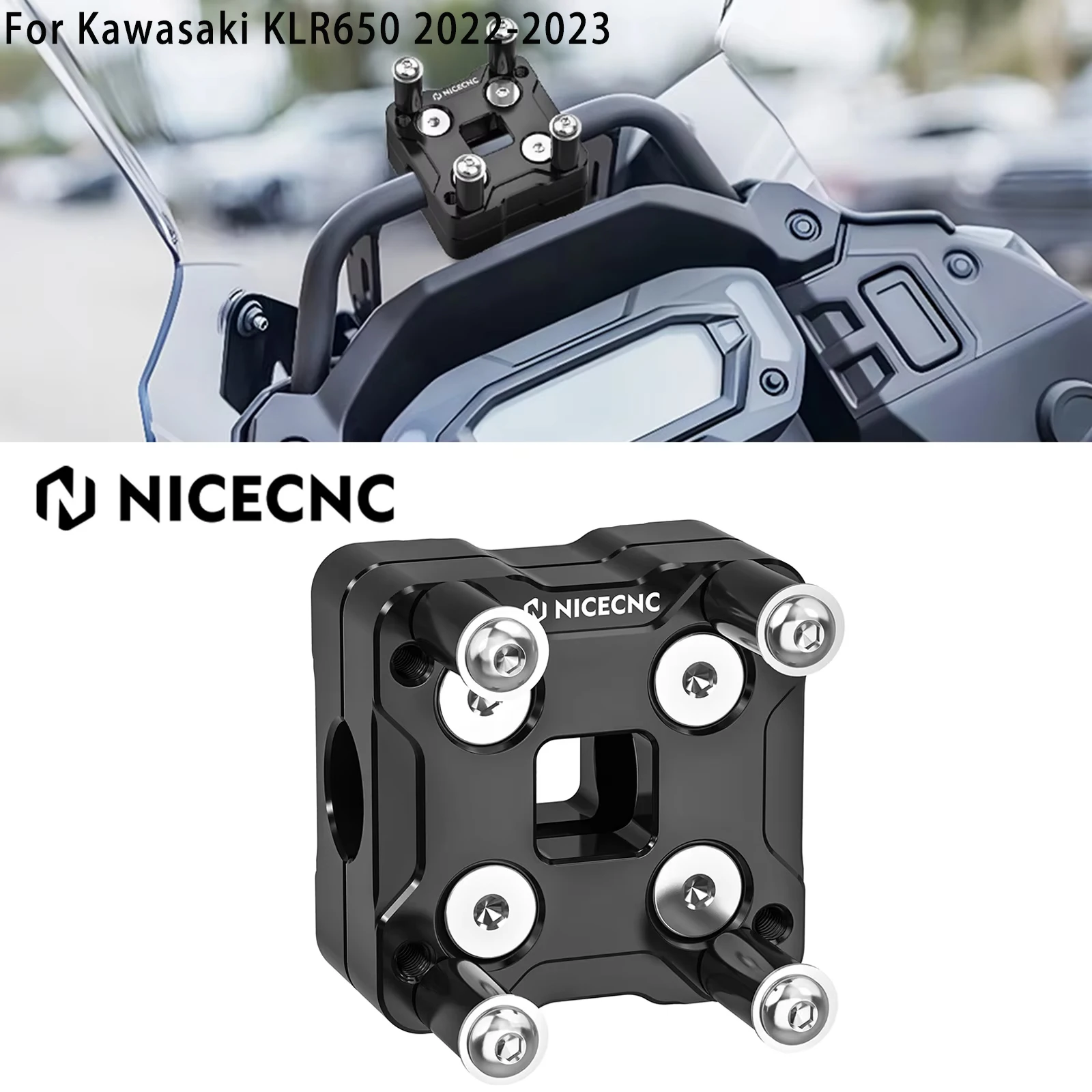 

NICECNC For Kawasaki KLR650 KLR 650 2022-2023 Motorcycle 14MM GPS Holder Bar Clamp KLR650 2023 KLR 650 2022