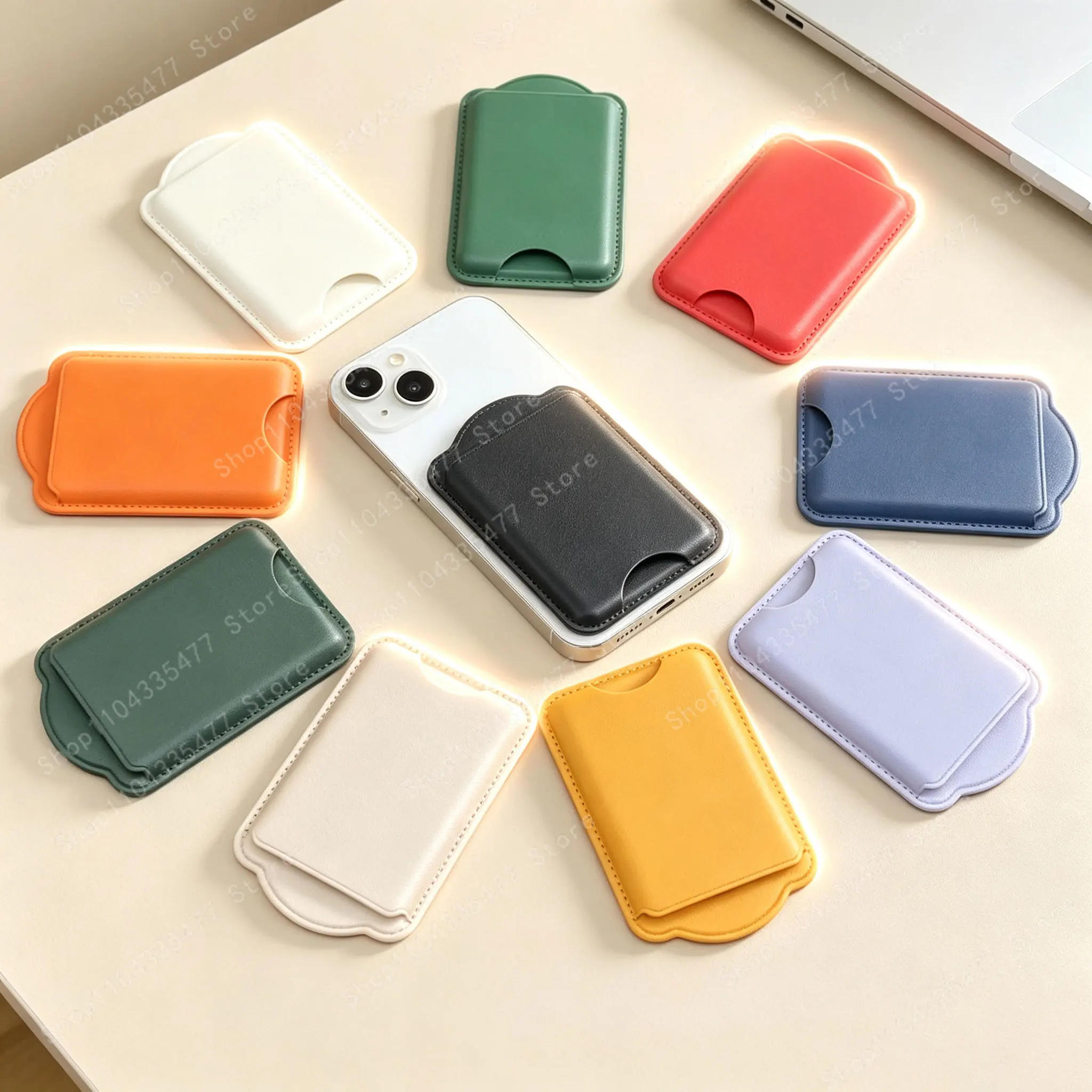 Magnetic Card Holder Wallet Case For MagSafe Compatible PU Leather Slim for iPhone 17 16 15 Pro Max Samsung Galaxy S25 S24 Ultra