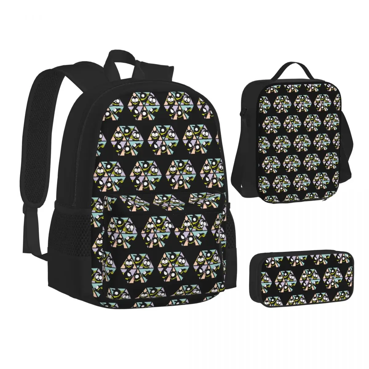 

P Chan Ranma Backpacks Boys Girls Bookbag Children School Bags Kids Rucksack Lunch Bag Pen Bag Three-Piece Set