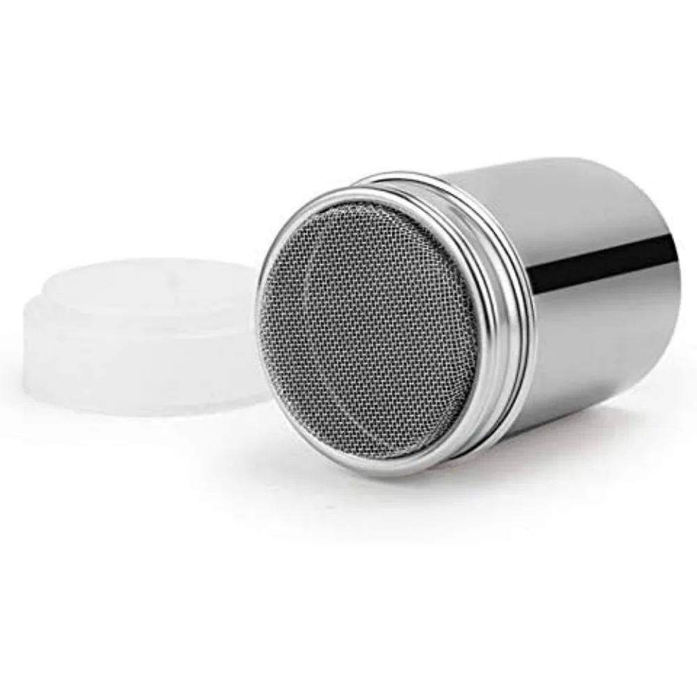 Nuevo acero inoxidable espolvoreado en polvo glaseado azúcar cacao Chocolate harina plumero Shaker herramienta botella de condimento para especias