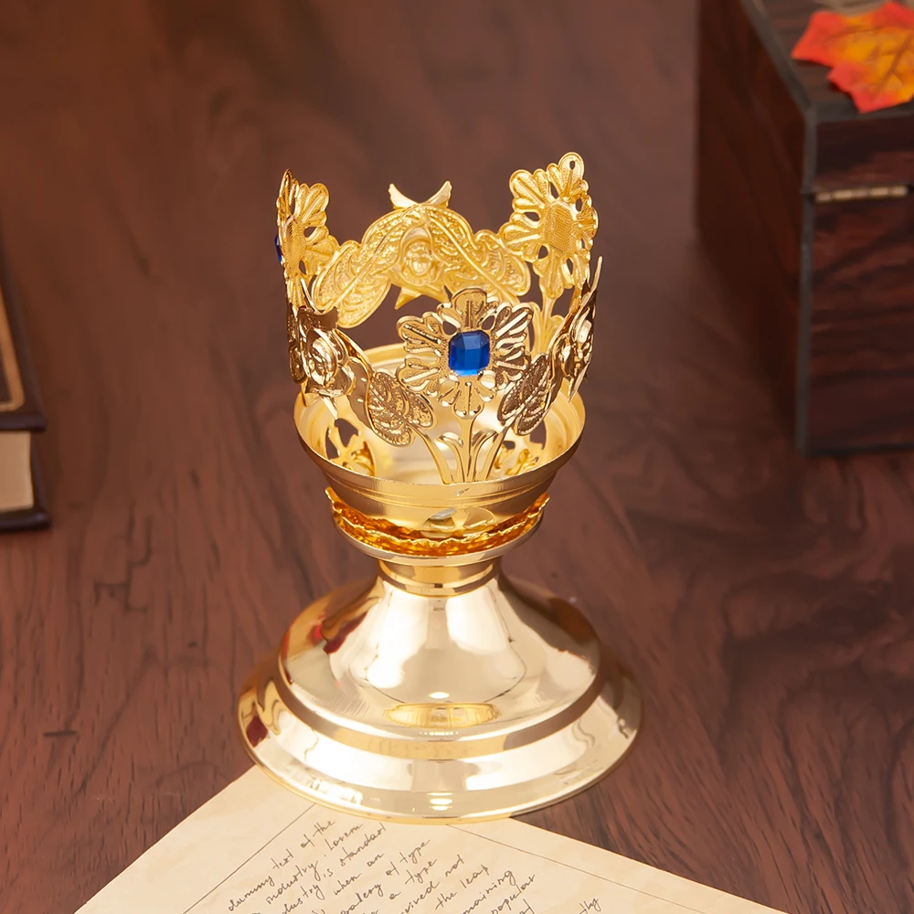HTISOK Orthodoxer Kerzenhalter, Orthodoxer Kerzenständer, Sakrales Design für Gebetsaltäre, Segensreicher religiöser Kerzenhalter – Detail 11
