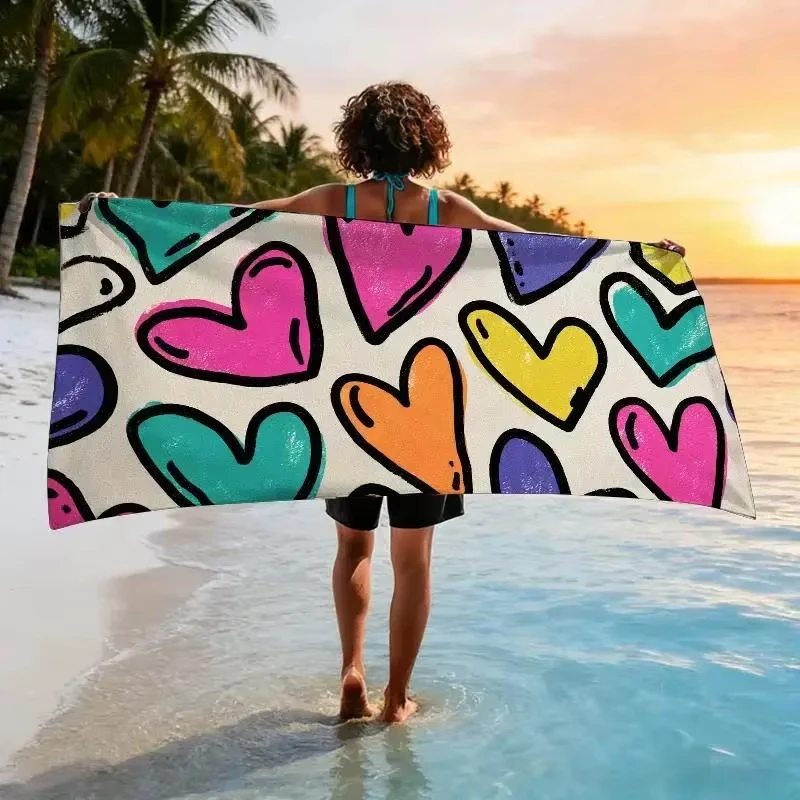Serviette de plage Charity Festival Love, en microfibre douce, absorbante et à séchage rapide, pour bazar, natation, voyage, camping, cadeau
