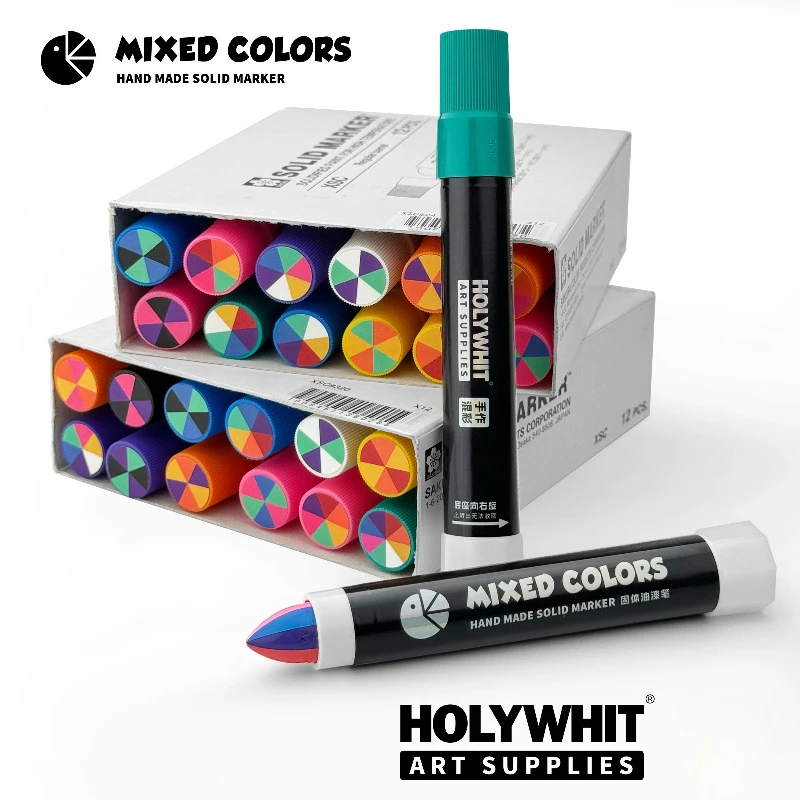 1 Pcs Mixed Solid Oil-Based Waterproof Paint Marker Pen Rainbow Colors Art Craft DIY Signature Color Mixing  Art Supplies