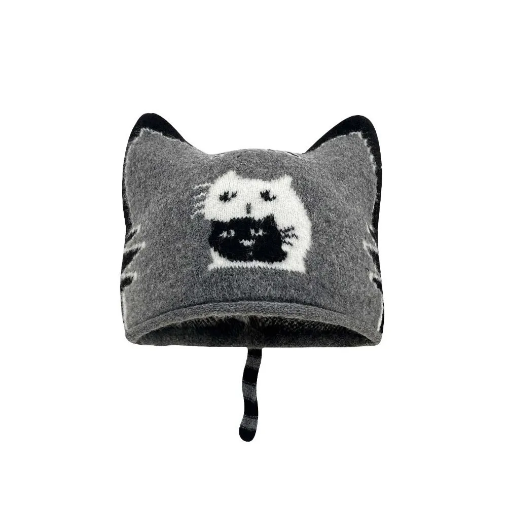 Sweet Kawaii Cute Cat Beanie Thick Animal Pattern Winter Painter Cap Multi Colors Small Look Knitted Pullovers Cap Pretty Gift