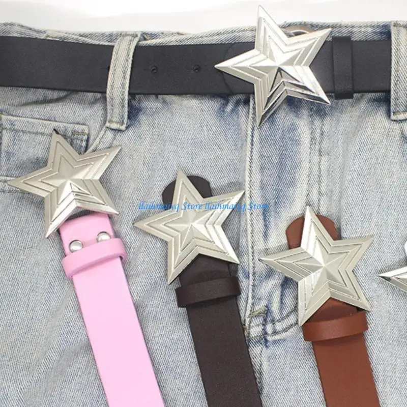 573B حزام خصر رفيع فاخر مع مشبك خماسي لتزيين تنورة الجينز النسائية