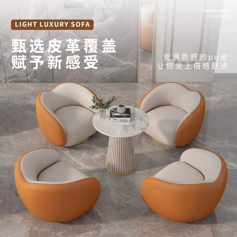 Vestíbulo de hotel simple para negociar el sofá de cuero de la recepción, combinación de sofá doble de ocio para salón de oficina de negocios