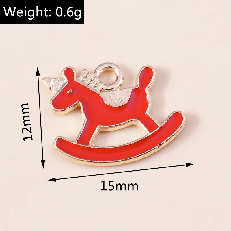 20 Stück 15x12mm Cartoon Tier Charms Emaille Trojanisches Pferd Charms Anhänger für Schmuckherstellung Ohrringe Halsketten DIY Bastelbedarf – Detail 1