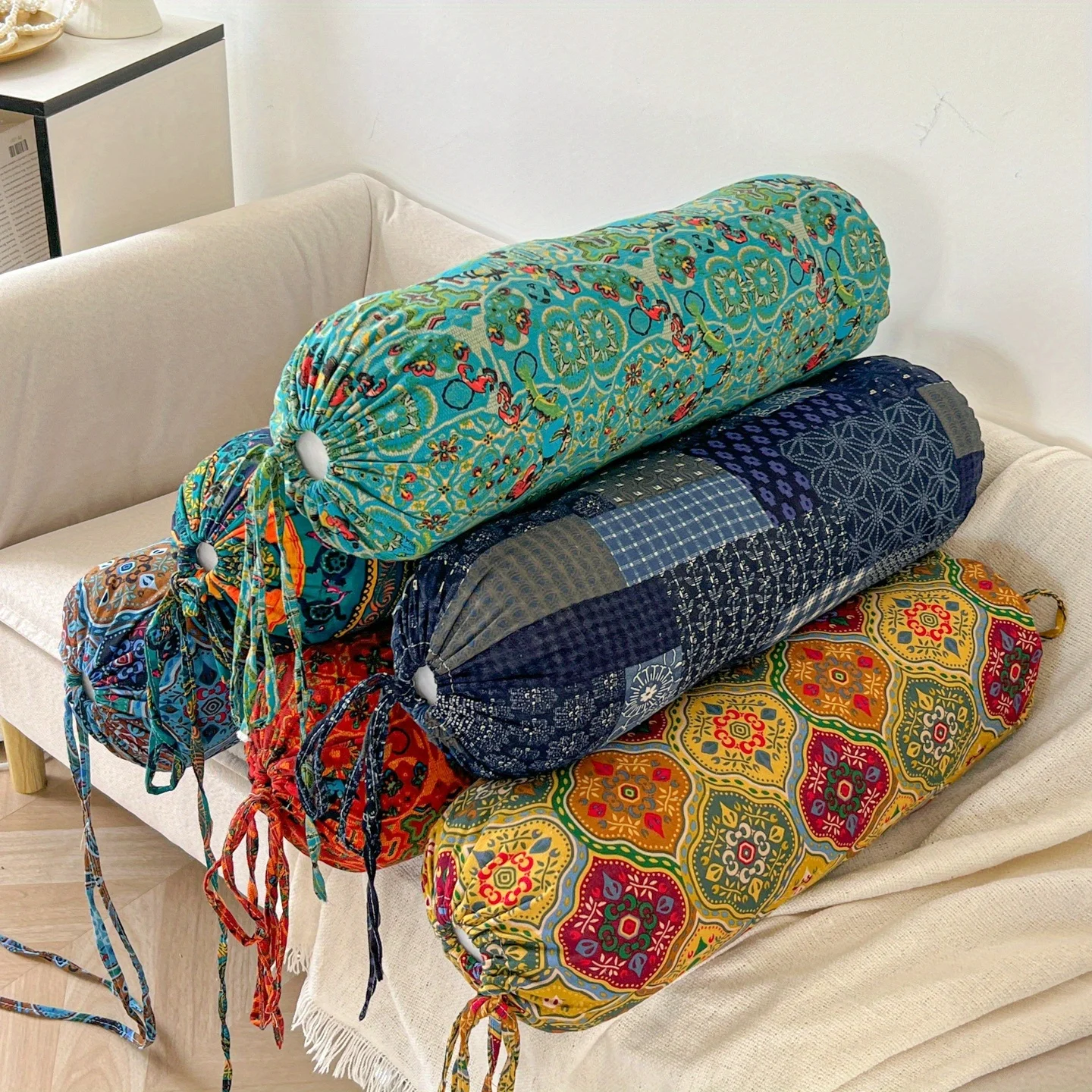Bohemian Soft Cushion  with Filling (Inner Core Included), Cute Long Pillow Candy Seat for Sofa Bedroom Decor