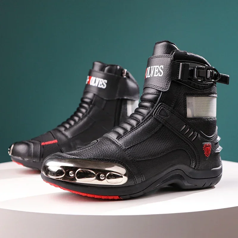 New Motorcycle Boots Men Women Knight Outdoor Riding Anti-slip Winters Sneakers Shoes Bicycle Mountain Racing Road Speed Autumn