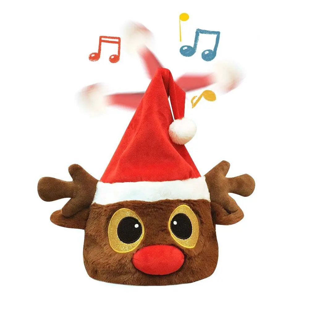 Singing Dancing Christmas Hat Cute Santa Hats for Adults & Kids Funny Swing Musical Funny Toy Hat for Christmas Party