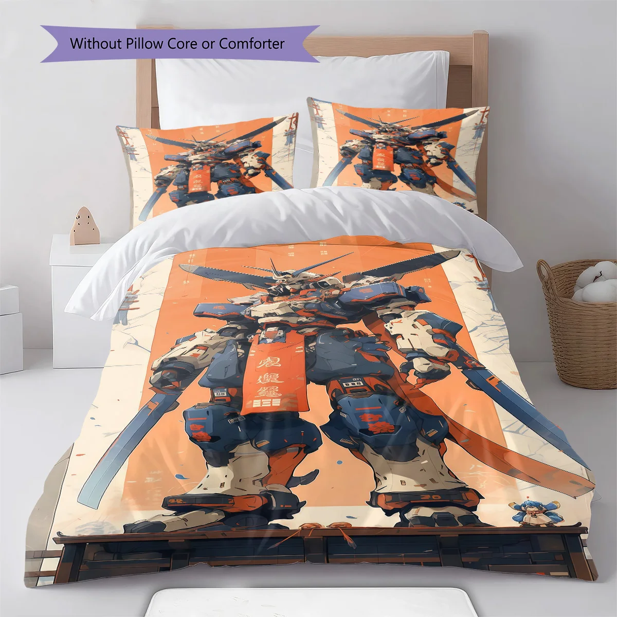 Gundam Dynamic Action Pose Bedding Set Anime Duvet Cover Polyester Soft Comforter Set -QJY