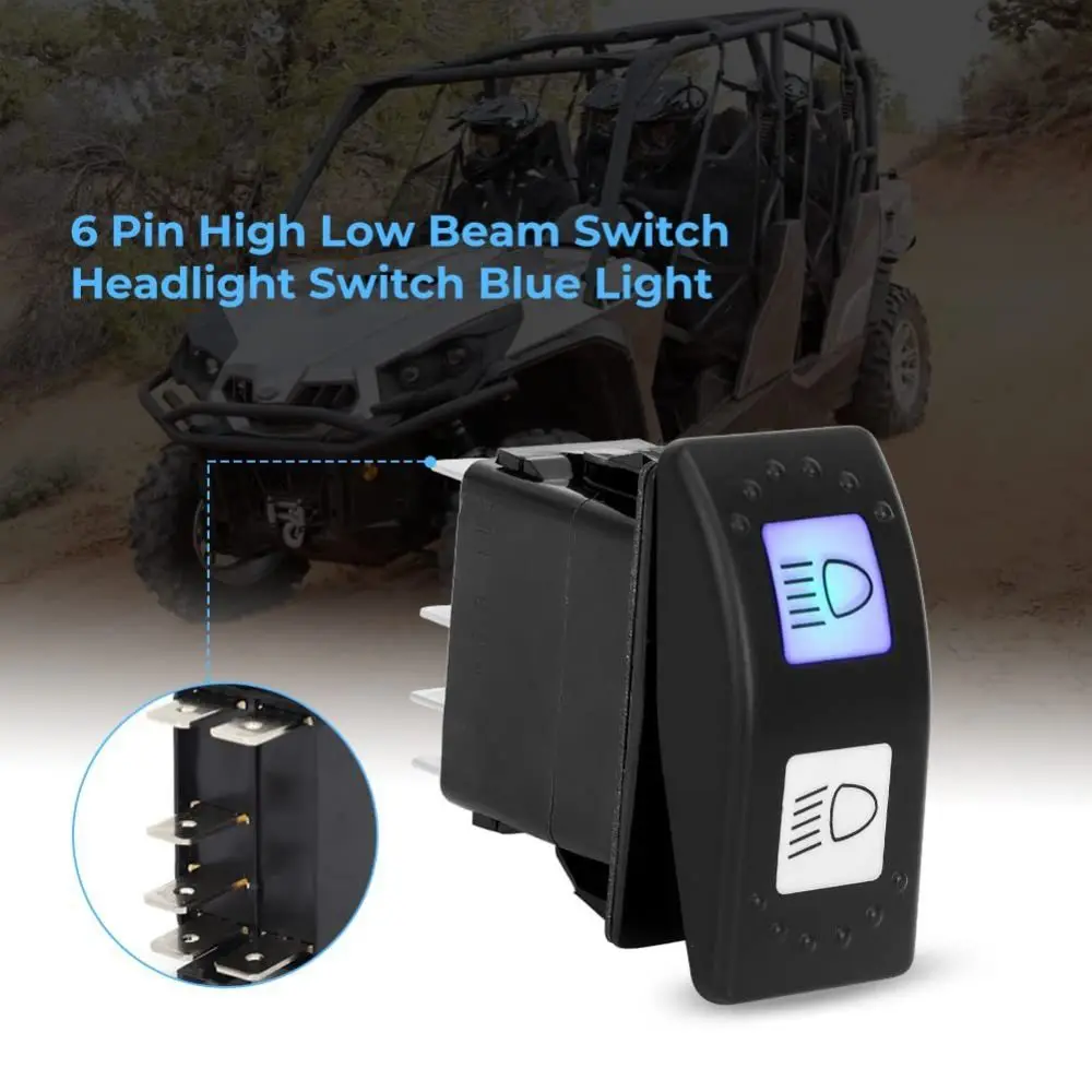 

15A 24V Headlight Switch High Low Beam Switches Replacement for RV Yacht Bus Trailers Boats Can-Am MAX with LED Indicator