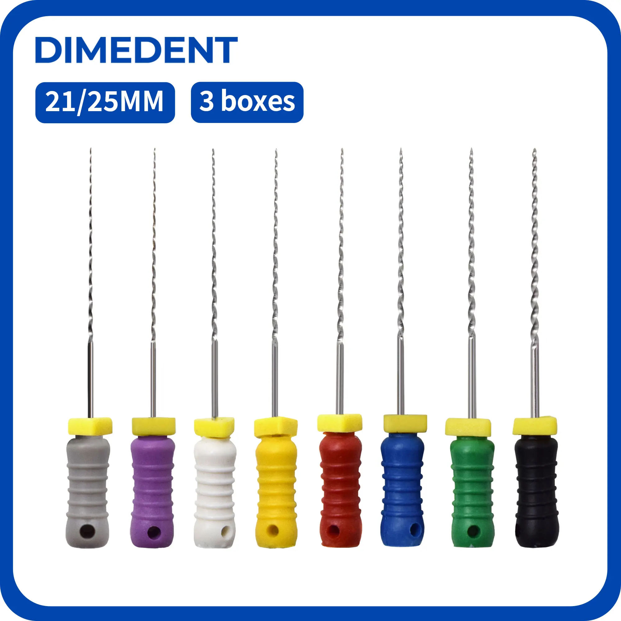 DIMEDENT 3 Boxes #15-40 Nickel-titanium REAMER Files 21/25mm Dentistry Cleaning Instrument Dental Hand Use Root Canal File