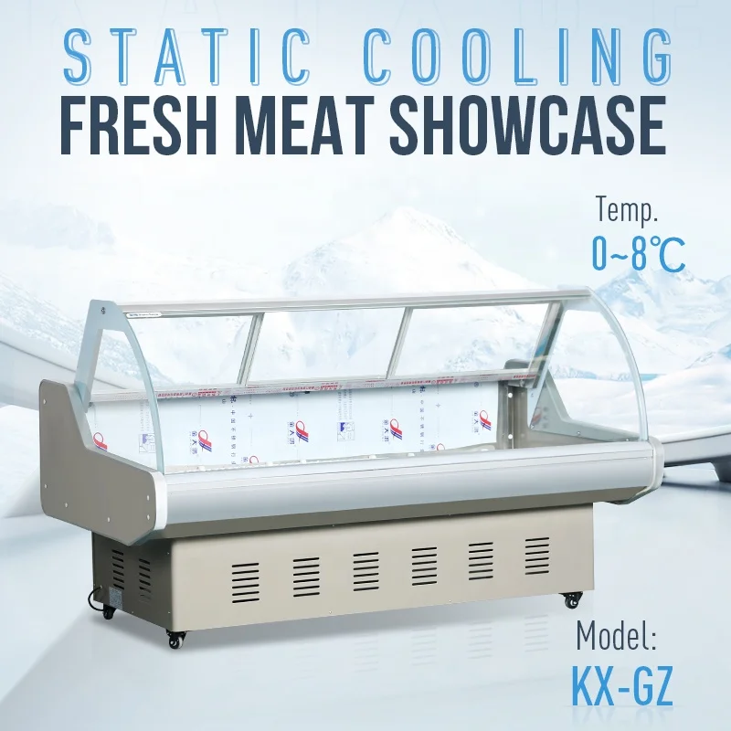 Commercial meat freezing counter butcher display refrigerator