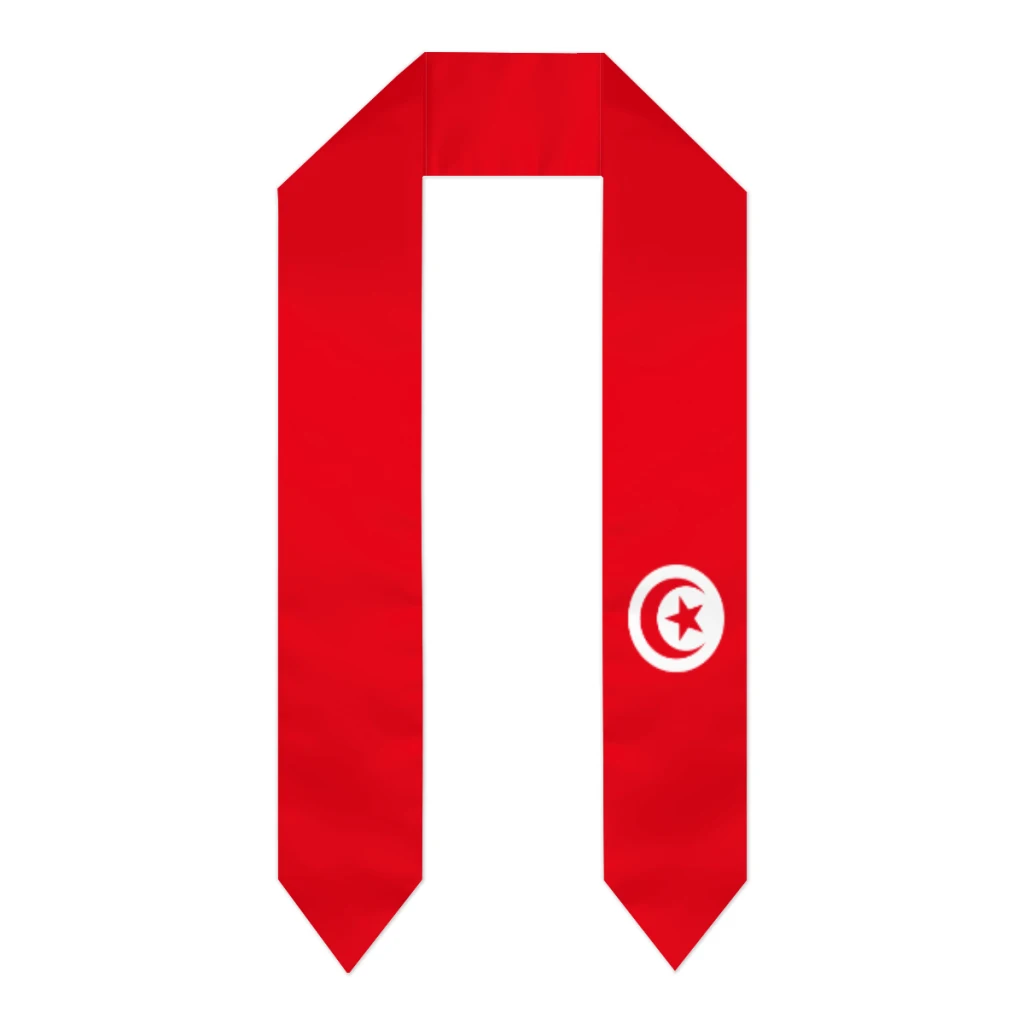 

Выпускной пояс, шарф с флагом Туниса, шаль, палантин, сапфирово-синий цвет со звездной полосой, аксессуар для бакалавра, лента 180*14 см