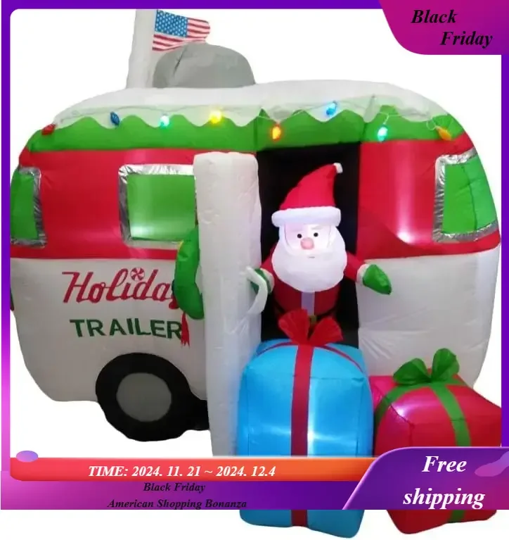 

Christmas Inflatable Santa Holiday Trailer, 7 Feet