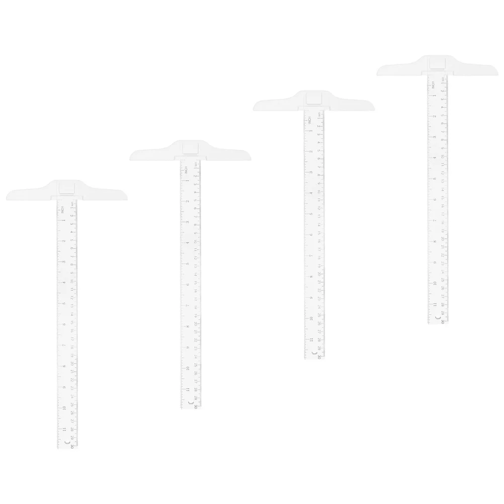 4Pcs Transparent T-Square Ruler Art Drawing Drafting Supplies Versatile Accurate Lightweight Academic Engineering