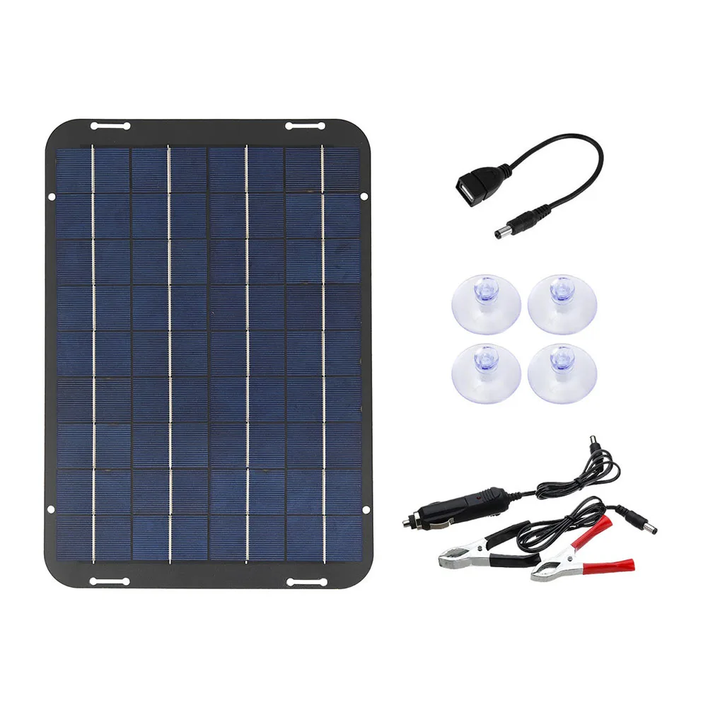 

For Motorcycle Portable Battery Maintainer 30W Solar Panel Camping High-Efficiency Conversion Multi-layer Laminates